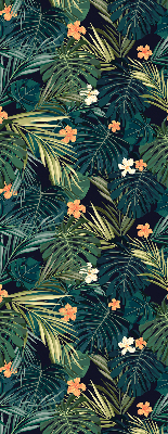 Store intérieur Feuilles et fleurs tropicales