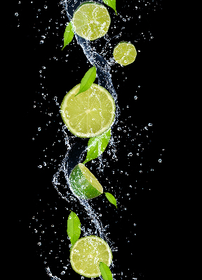 Store intérieur Citron vert tombant dans l'eau