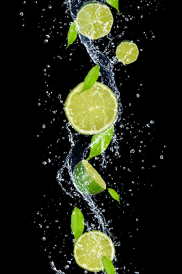 Store intérieur Citron vert tombant dans l'eau