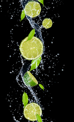Store intérieur Citron vert tombant dans l'eau