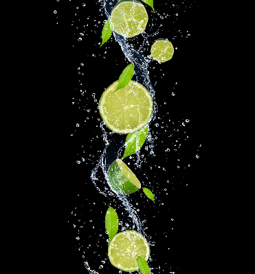 Store intérieur Citron vert tombant dans l'eau