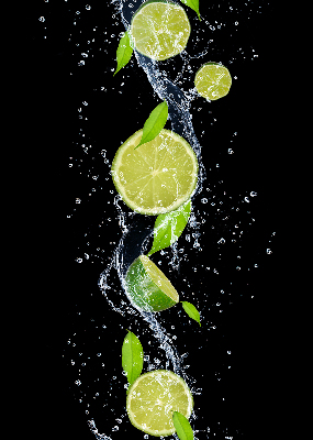 Store intérieur Citron vert tombant dans l'eau
