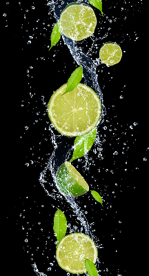 Store intérieur Citron vert tombant dans l'eau