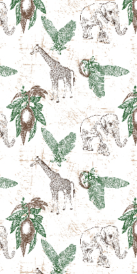 Store intérieur Girafes, éléphants et feuilles