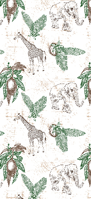 Store intérieur Girafes, éléphants et feuilles