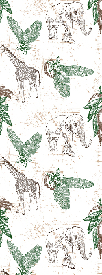 Store intérieur Girafes, éléphants et feuilles