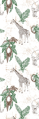 Store intérieur Girafes, éléphants et feuilles