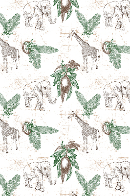 Store intérieur Girafes, éléphants et feuilles
