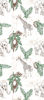 Store intérieur Girafes, éléphants et feuilles