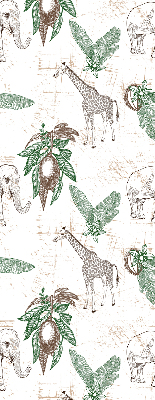 Store intérieur Girafes, éléphants et feuilles