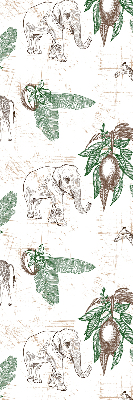 Store intérieur Girafes, éléphants et feuilles