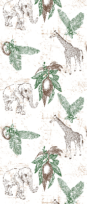 Store intérieur Girafes, éléphants et feuilles