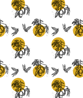 Store intérieur Fruits et cercles jaunes