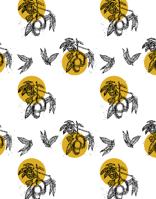 Store intérieur Fruits et cercles jaunes