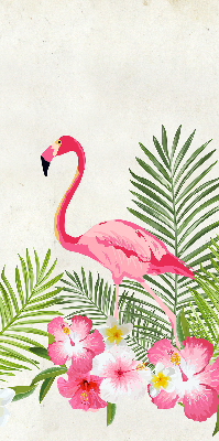 Store intérieur Flamants roses près des feuilles