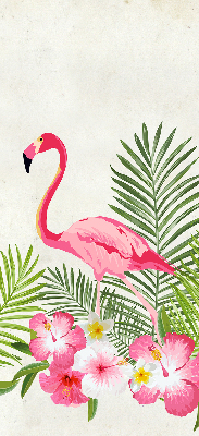 Store intérieur Flamants roses près des feuilles
