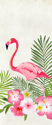 Store intérieur Flamants roses près des feuilles