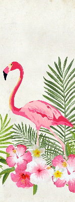 Store intérieur Flamants roses près des feuilles