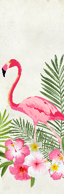 Store intérieur Flamants roses près des feuilles
