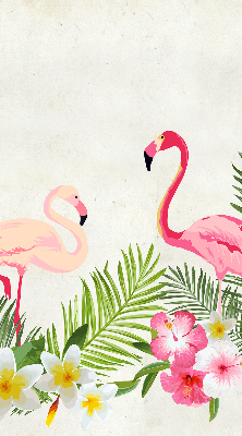 Store intérieur Flamants roses près des feuilles
