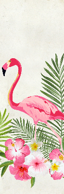 Store intérieur Flamants roses près des feuilles