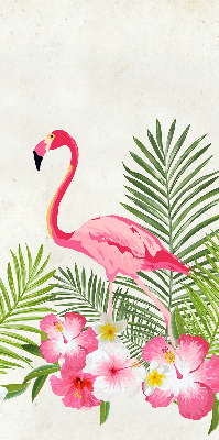Store intérieur Flamants roses près des feuilles