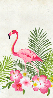 Store intérieur Flamants roses près des feuilles