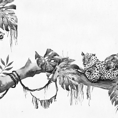 Store intérieur Guépards dessinés sur une branche