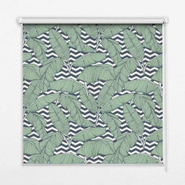 Store enrouleur Feuilles de palmier sur fond noir et blanc