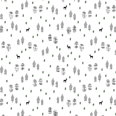 Store intérieur Arbres et cerfs dessinés