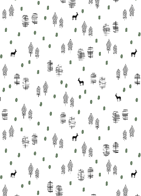 Store intérieur Arbres et cerfs dessinés