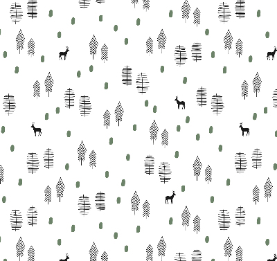 Store intérieur Arbres et cerfs dessinés