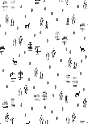 Store intérieur Arbres et cerfs dessinés
