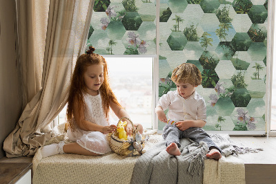 Store enrouleur Hexagones verts