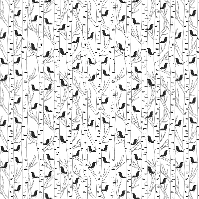 Store intérieur Oiseaux et arbres dessinés