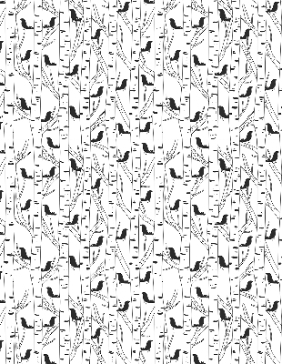 Store intérieur Oiseaux et arbres dessinés