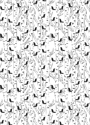 Store intérieur Oiseaux et arbres dessinés