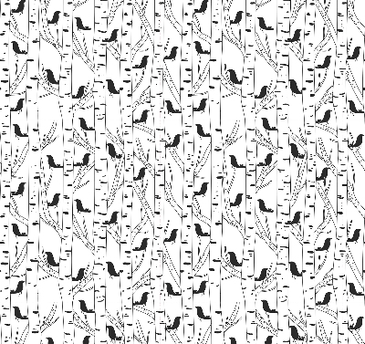 Store intérieur Oiseaux et arbres dessinés