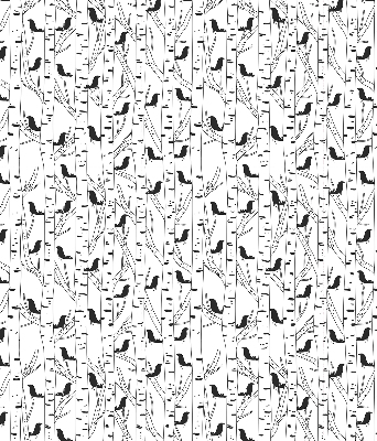 Store intérieur Oiseaux et arbres dessinés