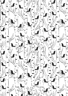 Store intérieur Oiseaux et arbres dessinés