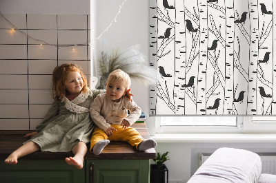 Store intérieur Oiseaux et arbres dessinés