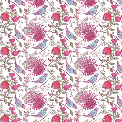 Store enrouleur Oiseaux colorés parmi les fleurs