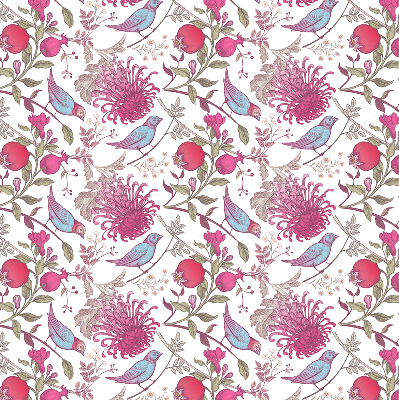 Store enrouleur Oiseaux colorés parmi les fleurs