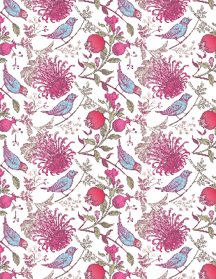 Store enrouleur Oiseaux colorés parmi les fleurs