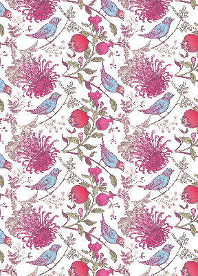 Store enrouleur Oiseaux colorés parmi les fleurs