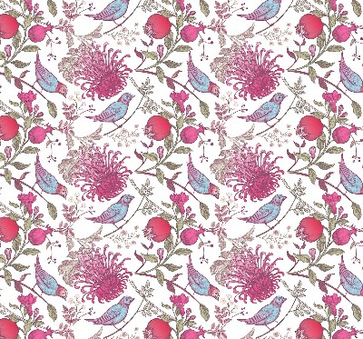 Store enrouleur Oiseaux colorés parmi les fleurs