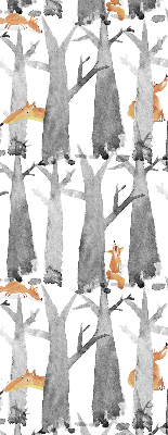 Store enrouleur Renards roux des arbres gris