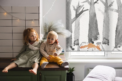 Store enrouleur Renards roux des arbres gris