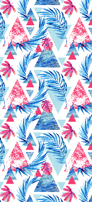 Store enrouleur Feuilles bleues et triangles