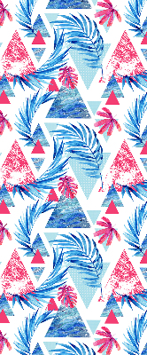 Store enrouleur Feuilles bleues et triangles
